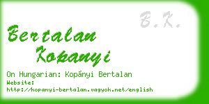 bertalan kopanyi business card